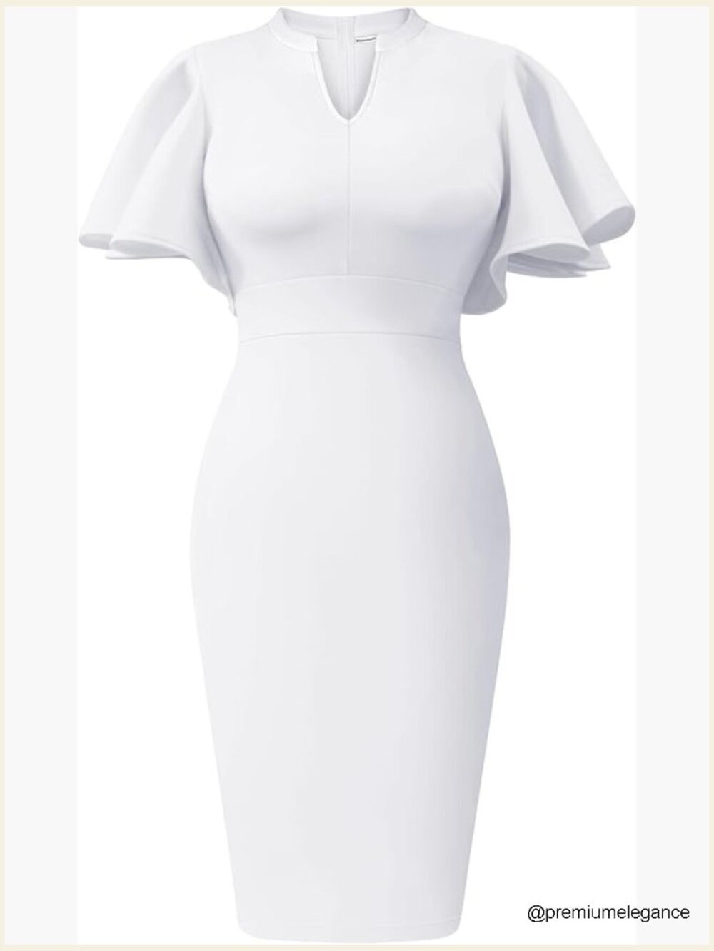 Ruffle Sleeve Pencil Midi Dress Formal Cocktail Work Party Slim Fit